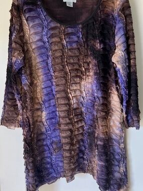 Glitterscape Tunic Blouse Top Size Large Sparkly Glitter Pull Over Long Sleeve